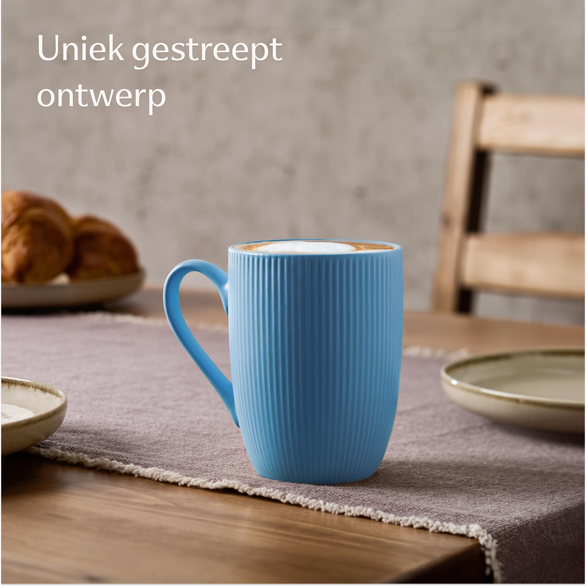 Siaki Koffiemok/theemok - Fishbone - lichtgrijs - 370 ml | Leen Bakker