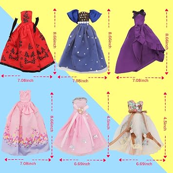 ZTWEDEN Doll Dress Set with Handmade Doll Clothes Wedding Party Dresses Gown Includes Gloves for 11.5 Inch Girl Doll(6 Styles)