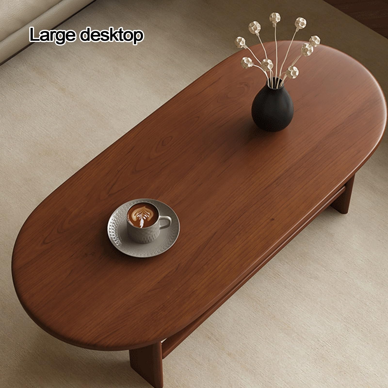 Stolik Kawowy Styl Vintage Lite Drewno Stół do Salonu Przestronny Blat Dwupoziomowe Miejsce dos Przechowywania Zaokrąglone Narożniki Stolik Pomocniczy do Salonu, Biura