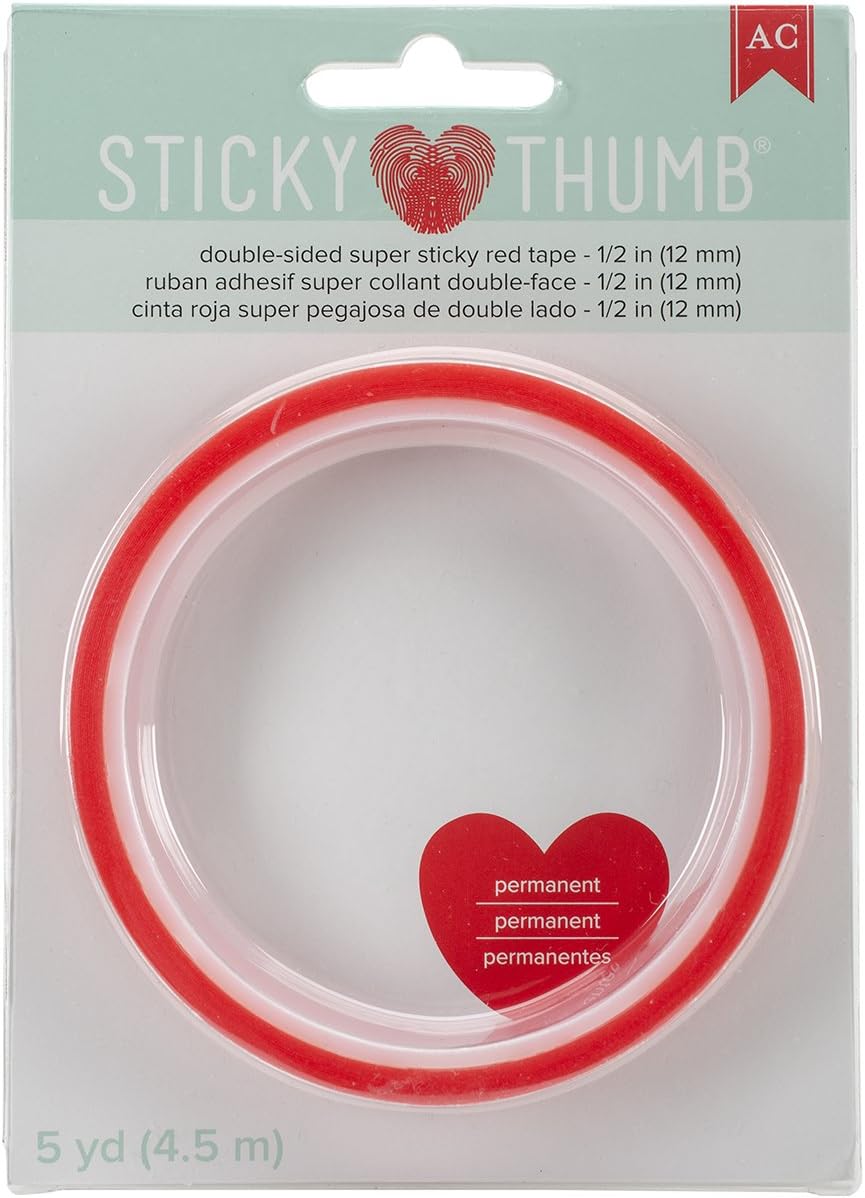 American Crafts Sticky Thumb Double-Sided Super Sticky Red Tape-.5" X5yd