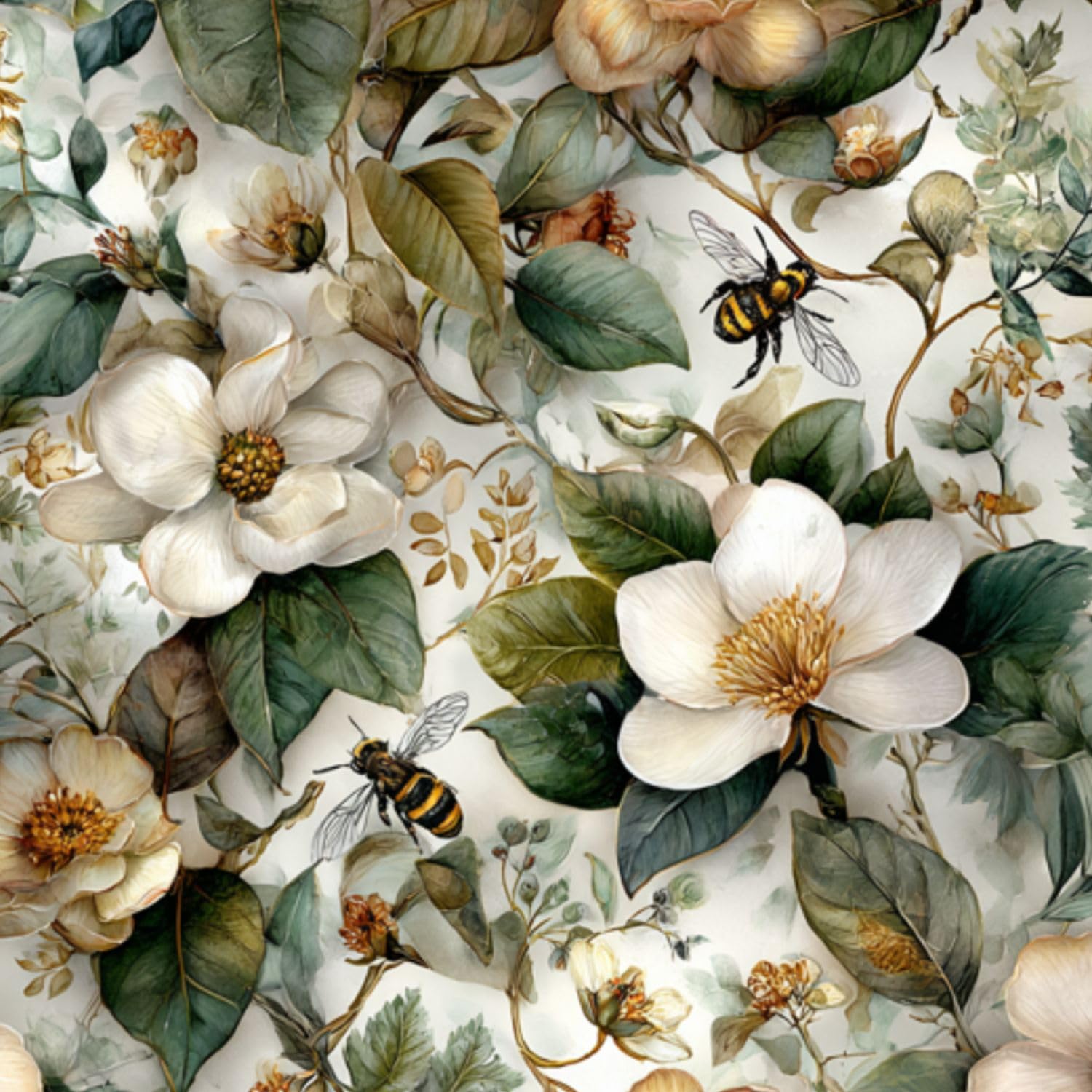 DERUINVAIO Self Adhesive Feature Removable Vintage Cottage Floral Peel and Stick Vinyl Wallpaper Roll, Sticky Lining Paper for Bedroom, Living Room, Kitchen Walls