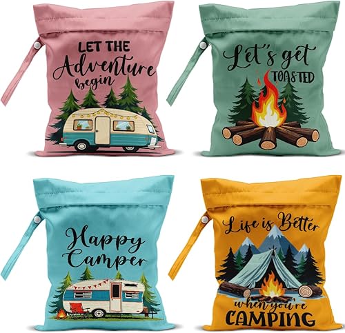 Miniatura 11 de Paquete de 4 bolsas húmedas bohemias para regalo de bruja, impermeable, reutilizable, para traje de baño, pañal, sol, luna, estrella, mariposa,