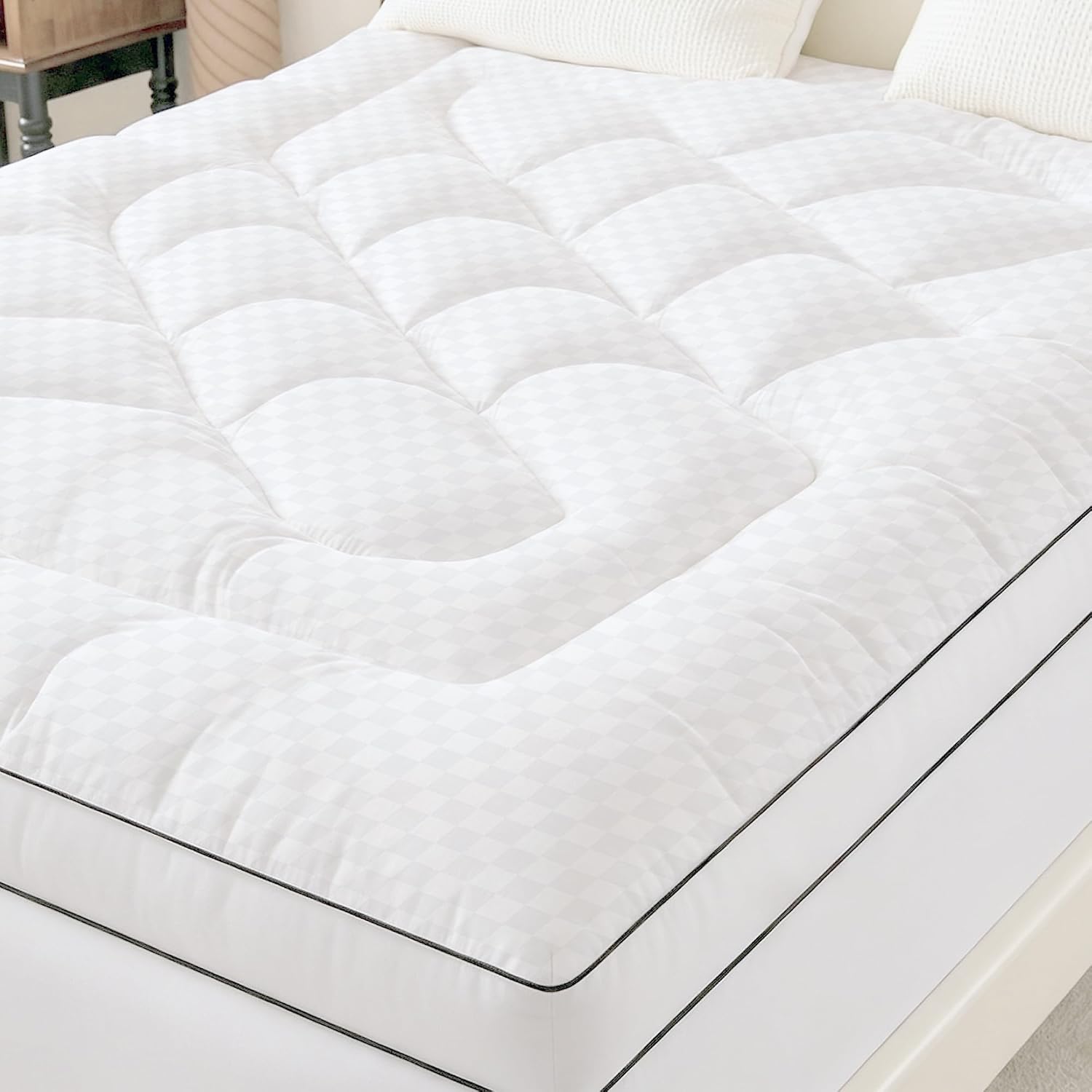 Queen Mattress Topper with Thick Quilted,Soft Extra Thick Mattress Pad Cover up to 22.83 Inch Deep Pocket,Breathable and Noiseless Bed Pad Gray,60" x 80 "