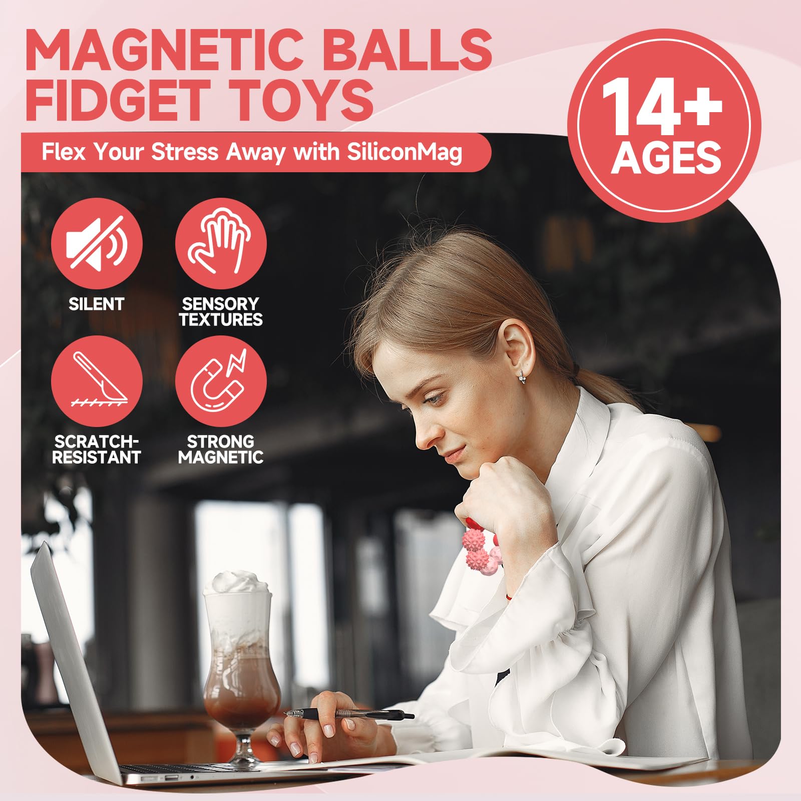 Magnetic Balls Fidget Toys for Adults&Teens, 8Pcs Silicone Sensory Stress Relief Toys with Autism, ADHD, Anxiety - Image 2
