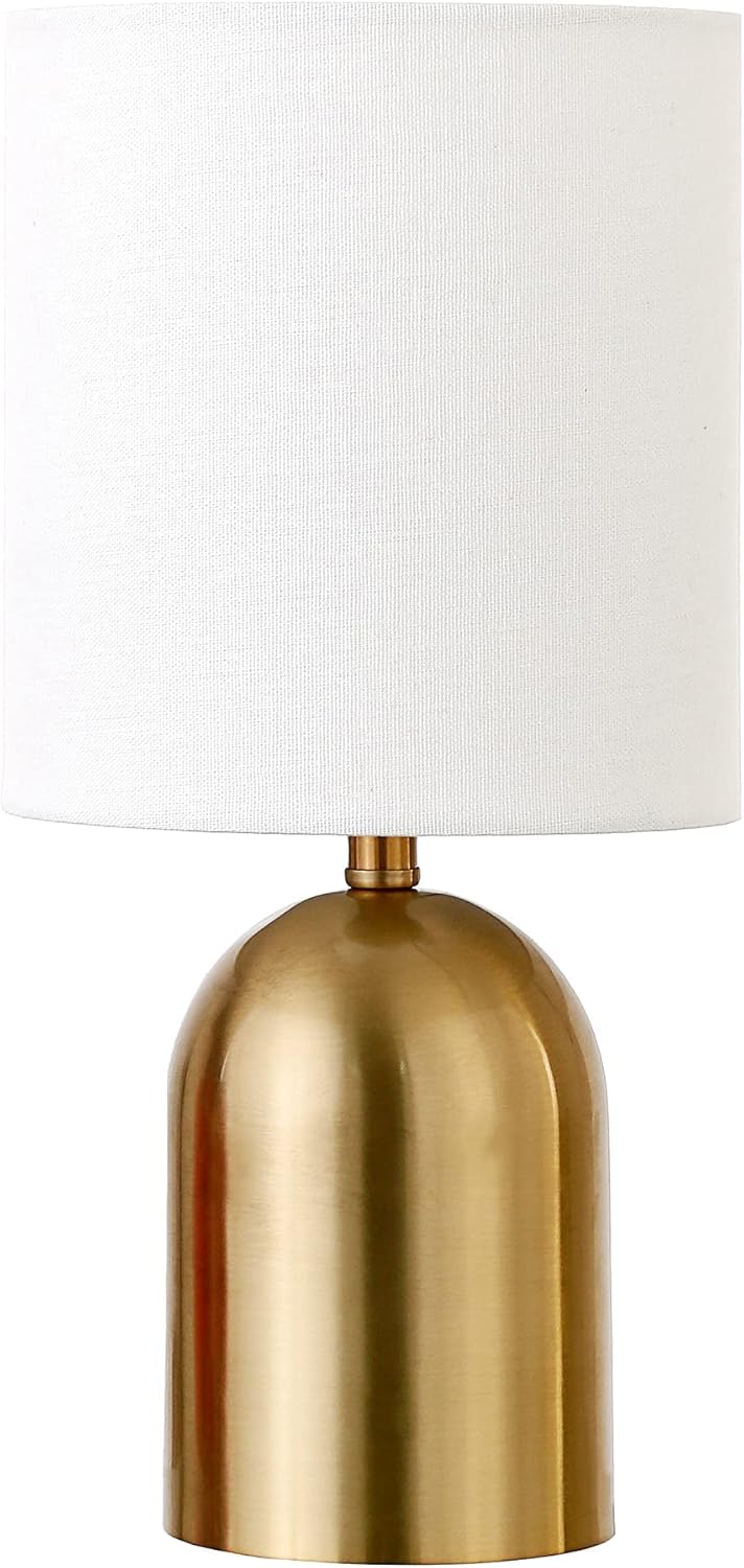 Brass Mini Table Lamp with White Linen Shade