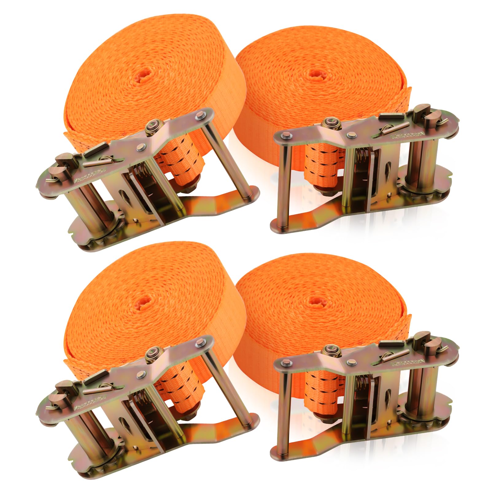 Lot de 4 sangles à cliquet très résistantes, 6 m de long, 38 mm de large, boucle à came sans fin, capacité de charge de 2 000 kg, sangles de tension réglables pour motos, remorques, kayak