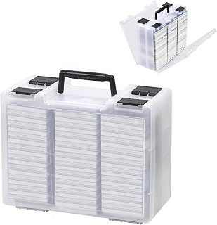 Brappo Trading Card Storage Box for 3200+ Double Sided Card Deck Case, compatible MTG and TCG and Sport Cards etc game cards.(Excluding cards) (Clear)