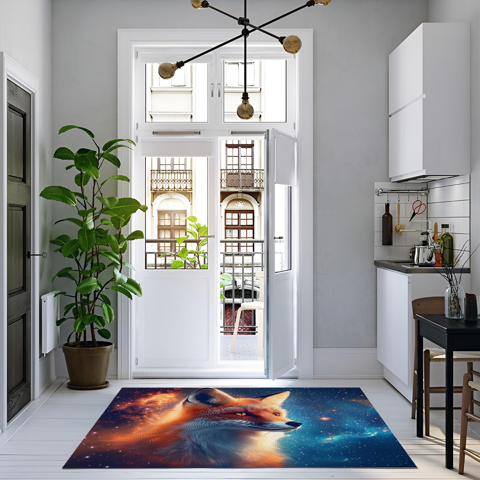 Galassia Della Volpe Tappeti Soggiorno Camera Da Letto – Animali Fantastici Tappeti Antiscivolo – Moderno Morbido Pelo Corto Peluche 120X180Cm Tappeto - Non Perde Pelo Facile Pulire