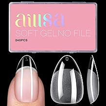 AILLSA Short Almond Nail Tips - Thickened Pre-shaped False Nail Tips Short Almond Shaped Half Matte Nails Tips, Fake Nails Extension 240pcs 15 Sizes with Storage Box
