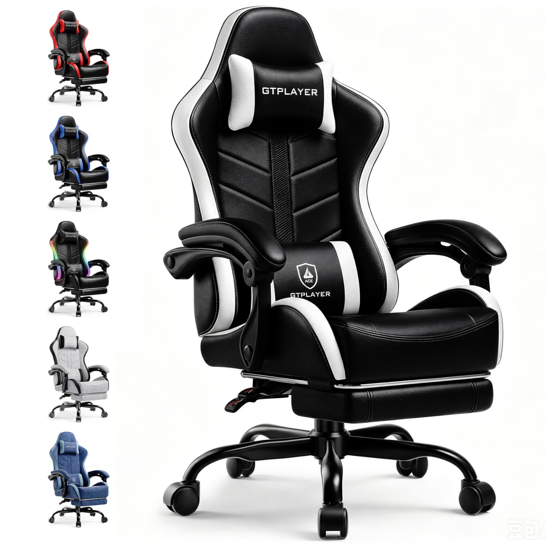 GTPLAYER Gaming Chair, Computer Game Chair for Adults, White