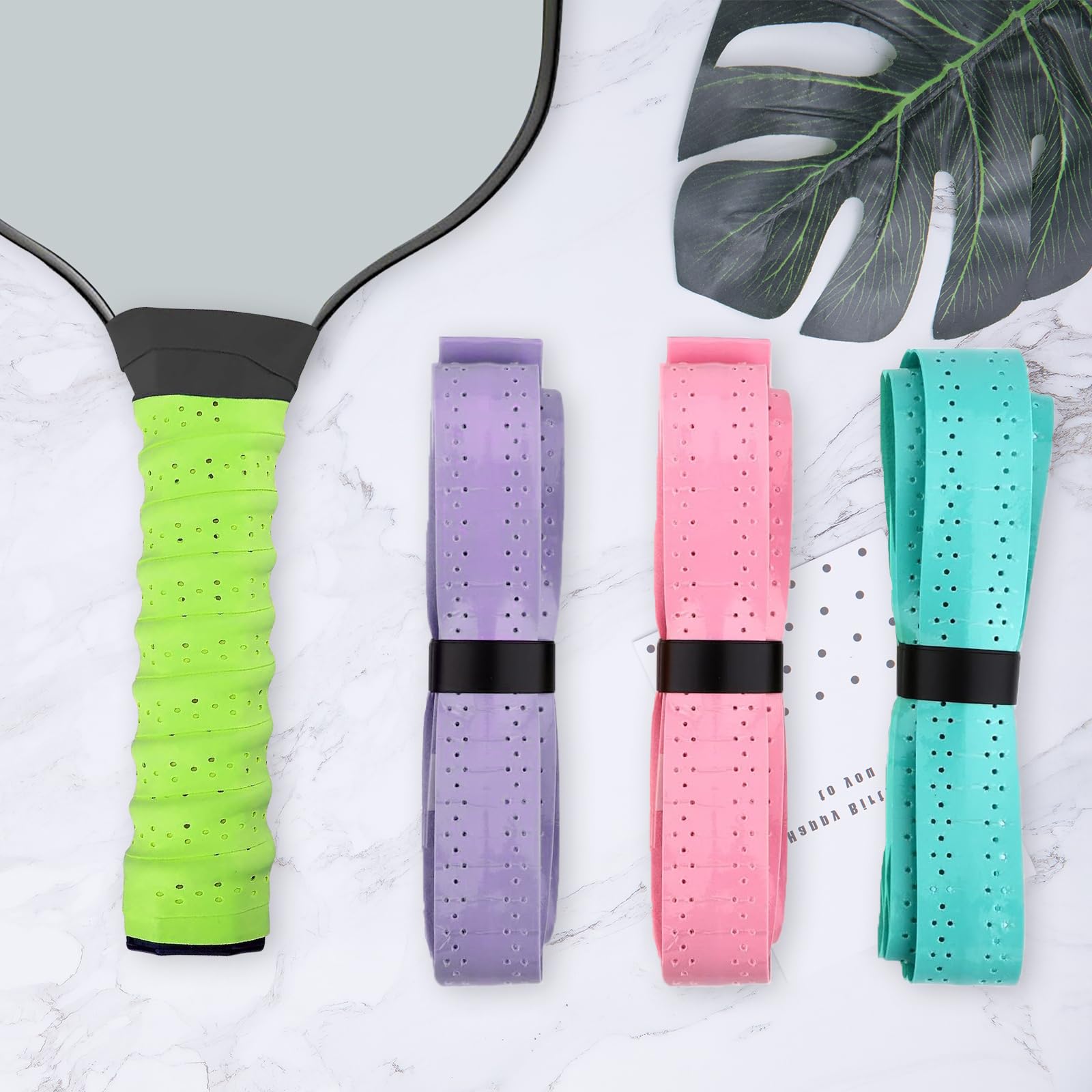 6 Stück Griffband Tennisschläger, Vorgeschnittenes Tennis Griffband, Ersatzband für Badmintonschläger und Squash Schläger (Blau, Lila, Grün, Orange, Rosa, Cyan)