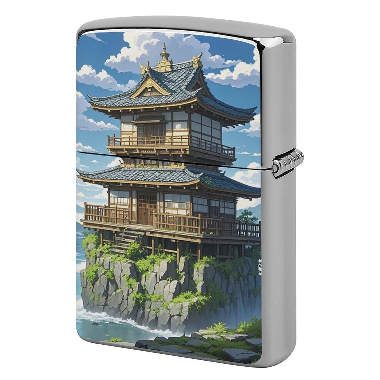 Japanese Architecture Lighter Case for Men, Personalized Lighter Cover for Valentine's Day Gifts, Flip-Top Lighters Shell for Outdoor, Portable Lighters Protective Sleeve