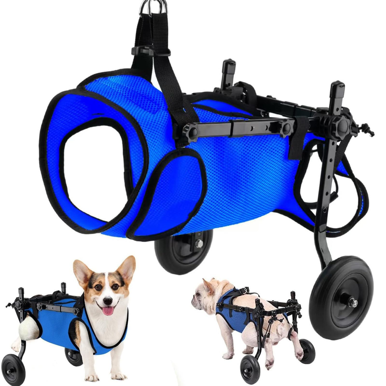 Silla de ruedas para perros para patas traseras, ayuda ajustable para caminar para perros con discapacidades, adecuada para perros pequeños a grandes de hasta 10 kg de peso
