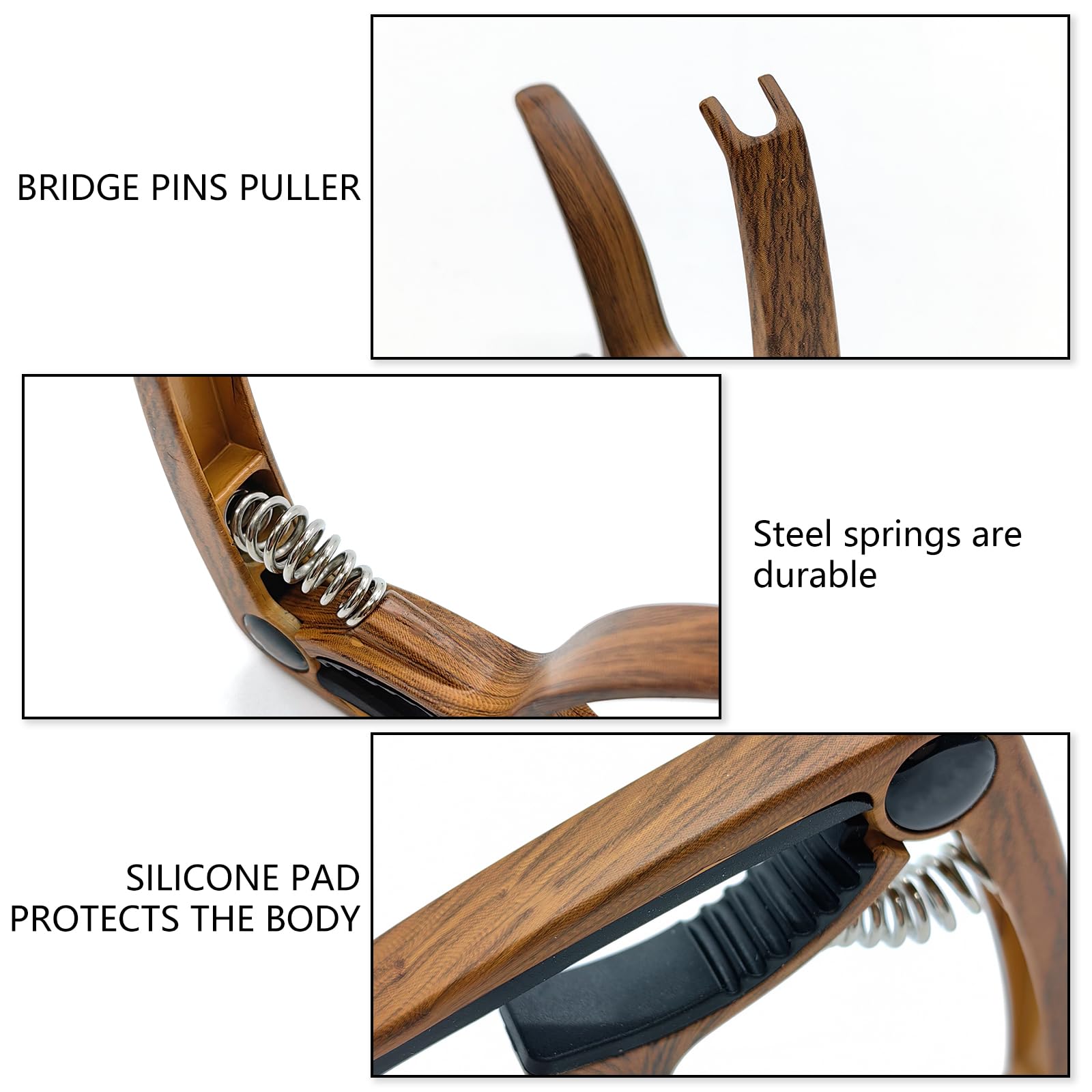 Musiin Guitar Folk Ukulele Capo Electric Guitar Accessory Professional Durable Metal Capo(Walnut) - Image 4