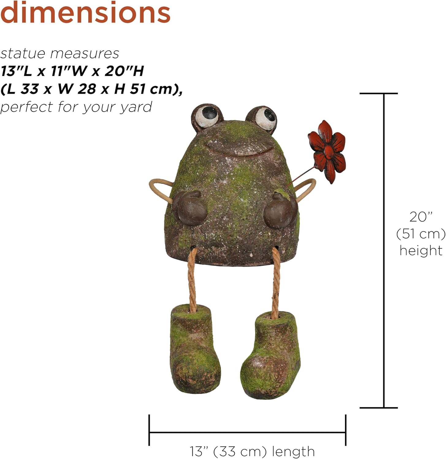 Alpine Corporation MCC834 Indoor/Outdoor Frog with Flower Garden Statue, Playful Frog Statue for Yard, 20" H, Green - Image 3