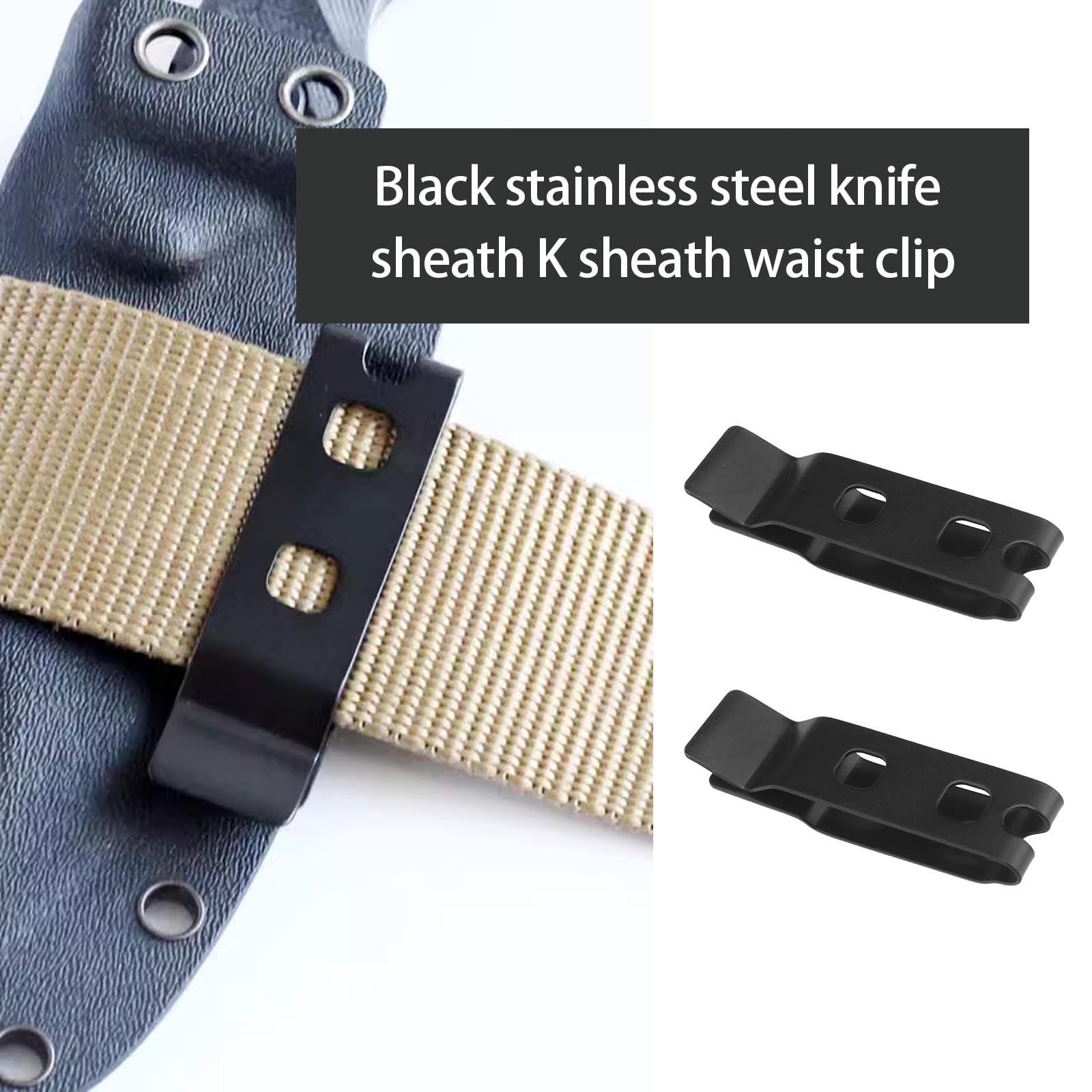 LT Easiyl 2 Set of Stainless Steel Belt Clip with Screws Back Clip K Sheath Waist Clip Waist Back Belt Clip Clip Accessories, Black - Image 2