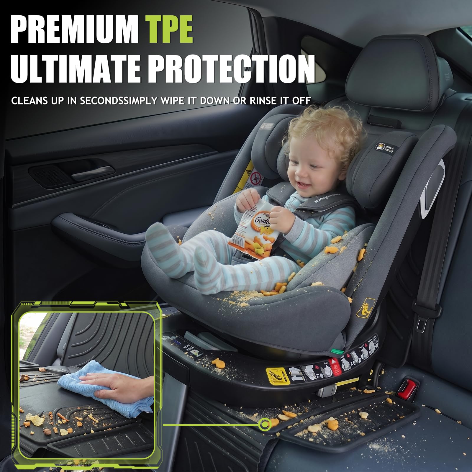 Prosheve TPE Autositzschoner für Kindersitz, wasserdicht, rutschfest, keine Abdrücke, Autositzbezug, universeller Sitzschoner für Baby & Haustier, BPA-frei unter dem Sitz