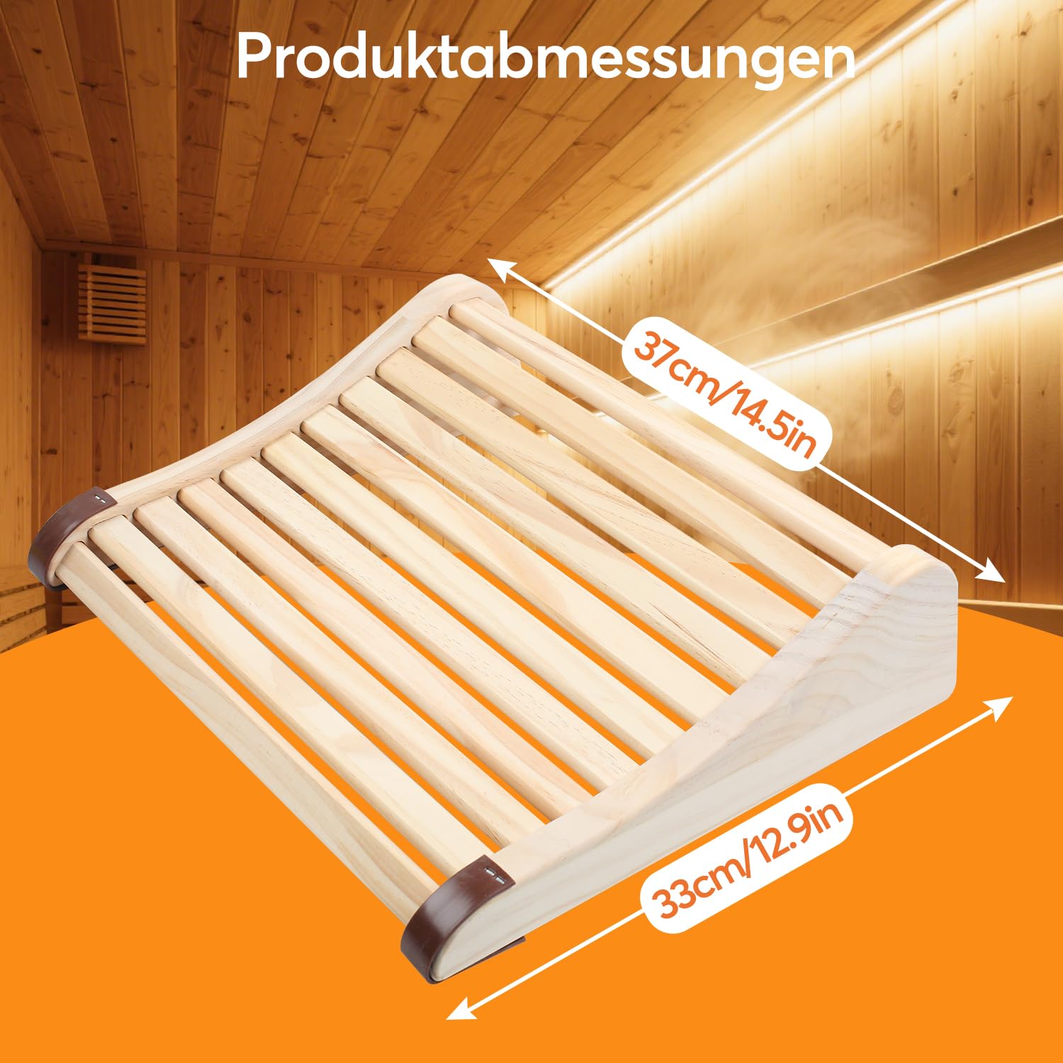 Appuie-tête en bois pour sauna - Ergonomique - 37 x 33 x 10 cm