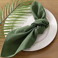 Vista 2 de Socomi Servilletas de Tela Verde para Otoño y Acción de Gracias, Lavables y Reutilizables, Juego de 4 de 43x43 cm, de Lino y Algodón, para Bodas