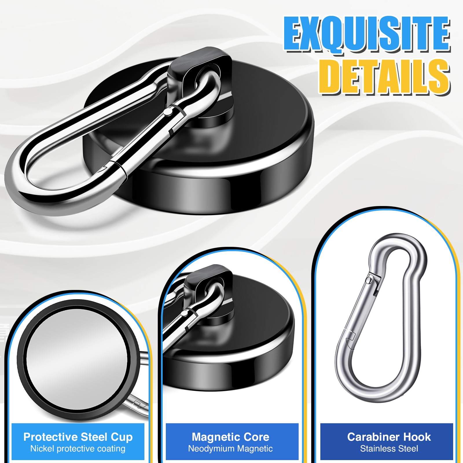 Heavy Duty Magnetic Hooks - 150Lbs Strength -4 Heavy Duty Magnetic Hooks - 150Lbs Strength -4
