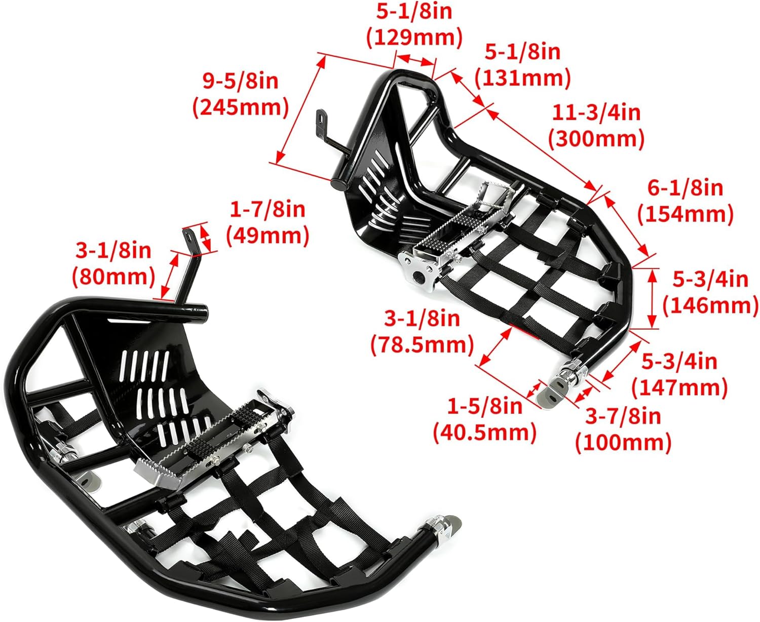 KUAFU Nerf Bars Compatible with All Years Kawasaki KFX 700 Aluminum Net Side Step Bar Black