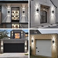 Vista 8 de Luminaria para exteriores, moderna lámpara de pared para exteriores, aplique de pared exterior negro, luces impermeables para porche exterior