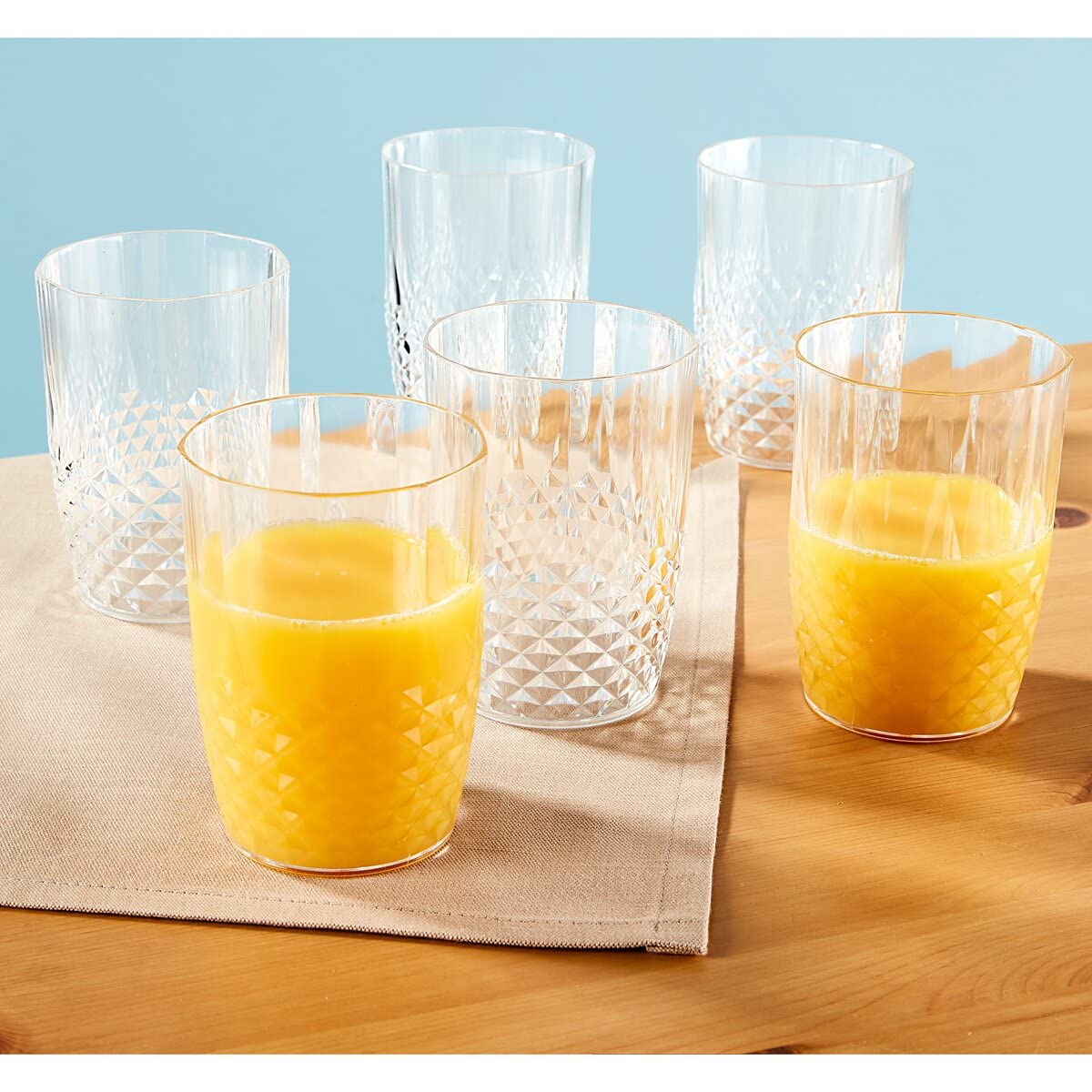 HlpiAMok Yasirona - Juego de 6 vasos de cristal reutilizables de 400 ml para agua, zumo de desayuno