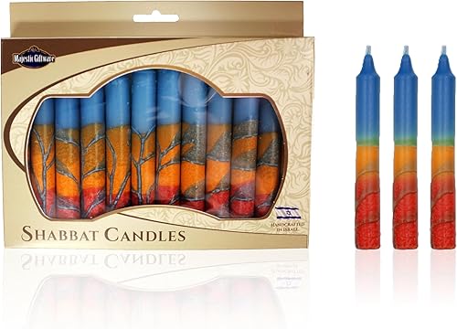 Miniatura 93 de Majestic Giftware /Safed Candles - Paquete de 12 velas Shabat (SC-SHTR-T) Velas tradicionales de Shabat hechas a mano de 5 pulgadas sin goteo Se