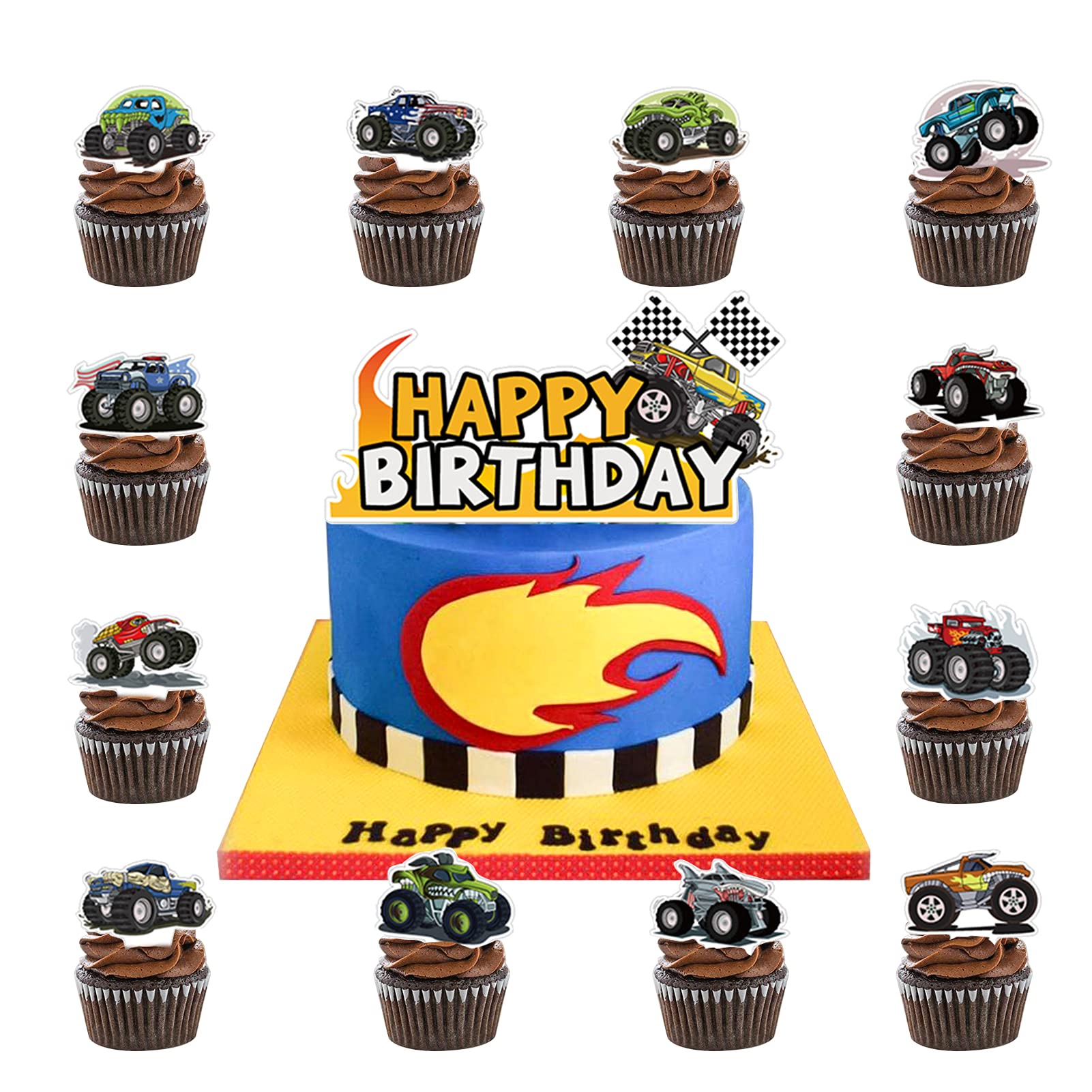 Buy Monster Truck Cake Toppers 37PCS Hot Wheels Monster Trucks Birthday 