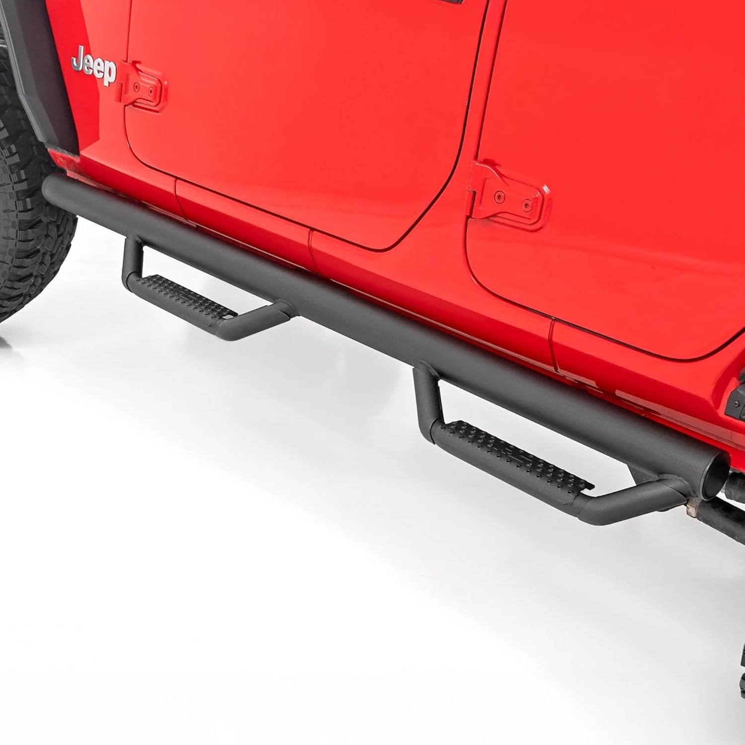 ​Rough Country Nerf Step Bars for Jeep Wrangler Unlimited (2007-2018) 4-Door - Rugged Full Length Nerf Bars with Side Steps, Bolt-On Install
