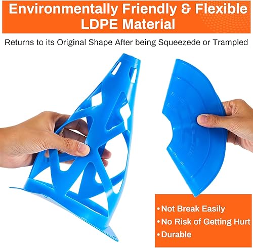 Miniatura 5 de Poen Juego de 80 conos de entrenamiento deportivo, 30 conos de fútbol de 7 pulgadas y 50 conos de disco para ejercicios de baloncesto de fútbol,