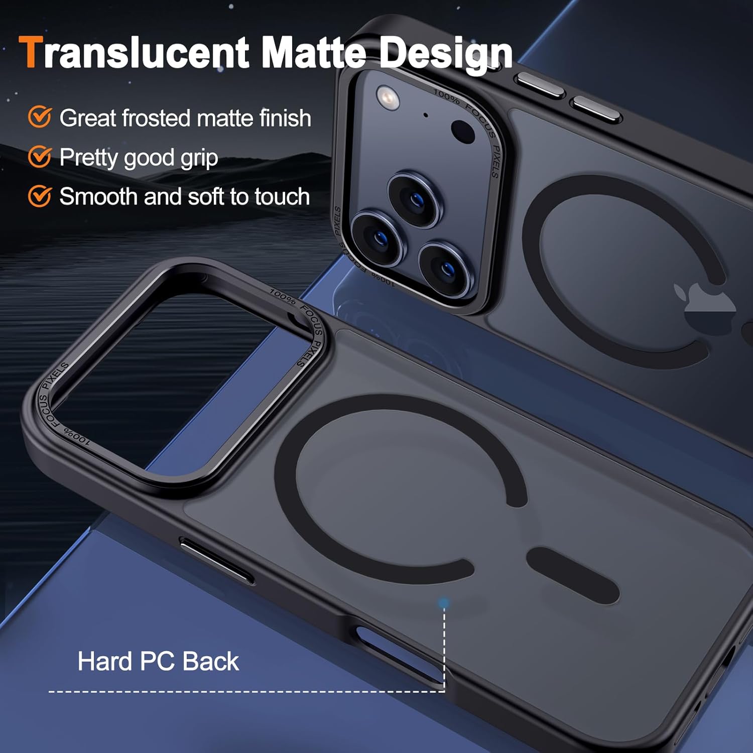 Hython Case for iPhone 17 Pro Max Case Magnetic Translucent Matte Phone Cases 6.9 [Compatible with MagSafe] Thin Slim Fit Shockproof Bumper Hard Protective Cover for Women Men Girls, Frosted Black