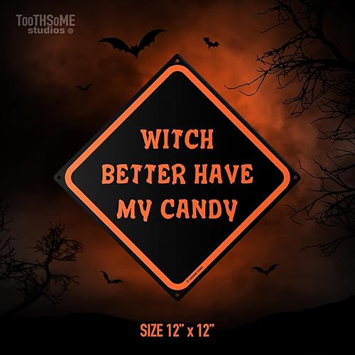 Miniatura 7 de Letrero de camino con tema de Halloween con texto en inglés "I Here For The Boos" de 12 x 12 pulgadas, espeluznante bar, sala de juegos, hogar,