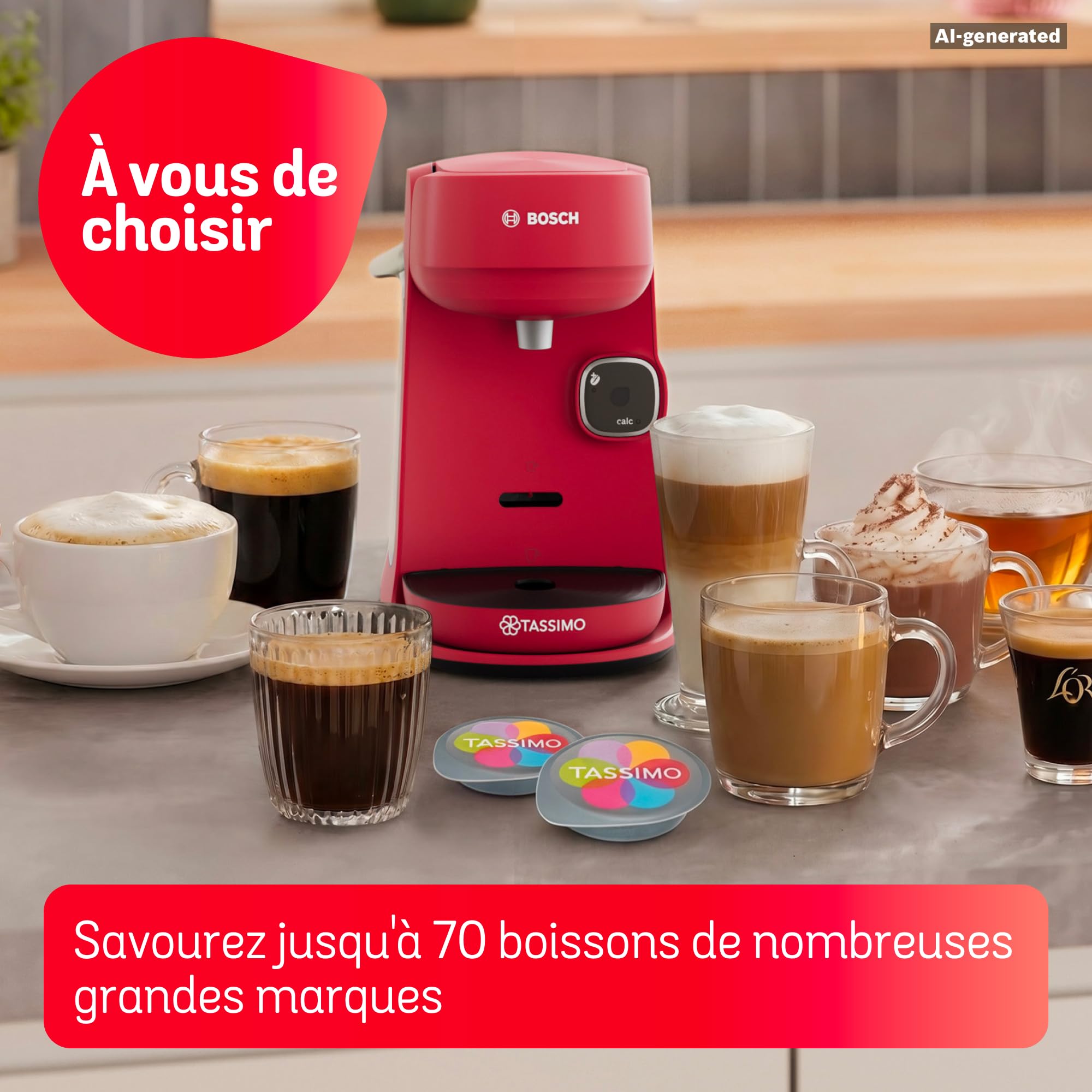 Bosch, TASSIMO Harmony, machine à café, TAS173B, rouge foncé