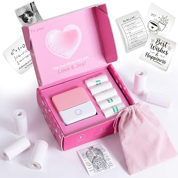 cudinham Mini Sticker Printer, X6 Print Pod Gift Set with 10 Rolls Paper