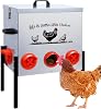 50LB Automatic Chicken Feeder–8 Feeding Ports No-Waste Galvanized Metal Chicken Feeder Box with Adjustable Legs & Locking Lid Poultry Feeder for Chickens,Geese,Ducks,Rust-Resistant