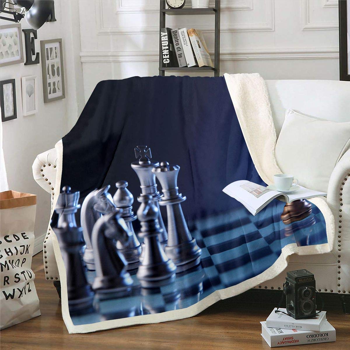 Couverture polaire échecs pour vos soirées cocooning sur le canapé