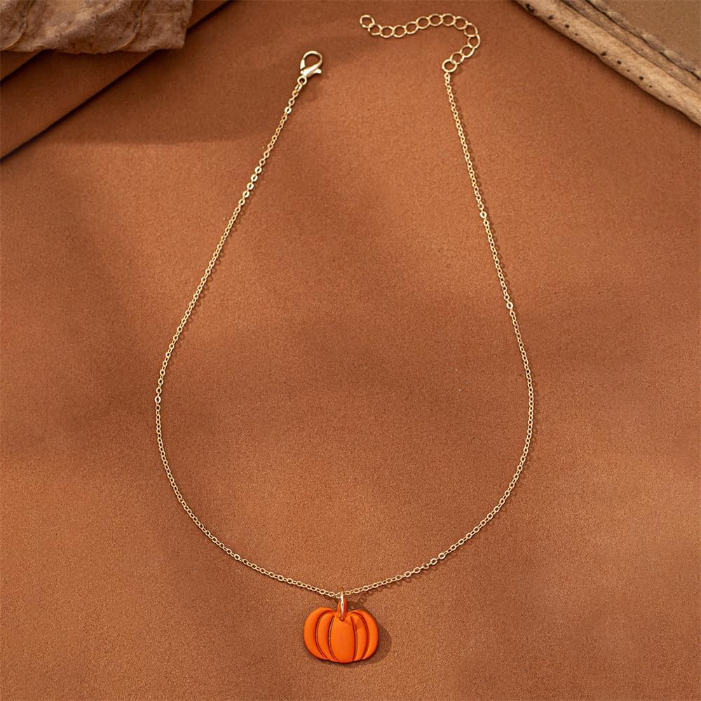 Dtja Cute Pumpkin Pendant Necklace for Women Gold Plated Fashion Halloween Thanksgiving Cute Charms Adjustable Link Chain Fall Holiday Festival Dress Accessories Jewelry Gift Souvenir 18" - Image 4