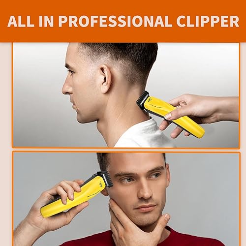 Miniatura 6 de HTC Cortapelos para hombres, maquinilla de afeitar eléctrica todo en uno y recortadora de barba, inalámbrica, carga rápida, fácil de usar (amarillo)