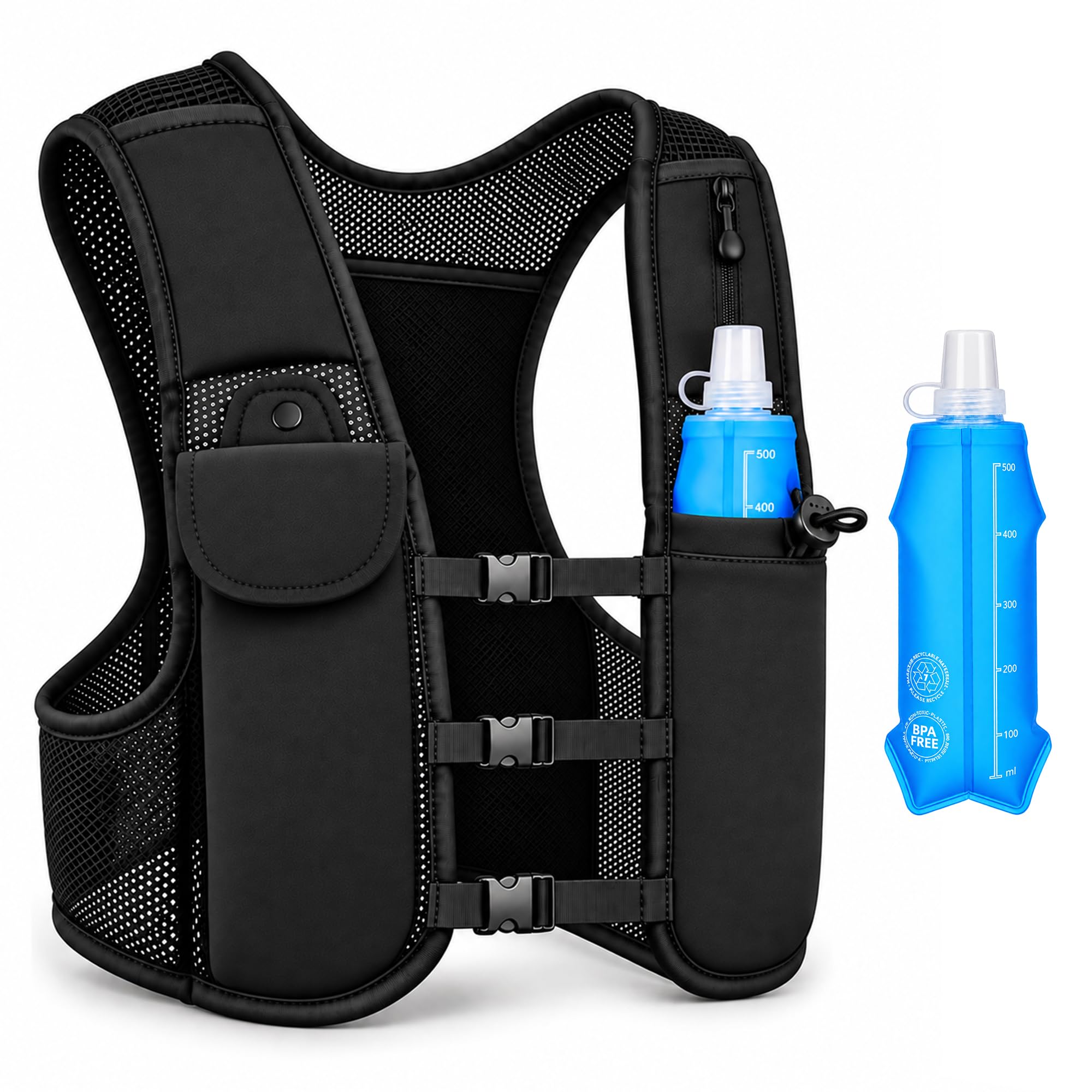 Lightweight Running Vest Hydration Vest Water Backpack Women Men Soft Flask Phone Holder…