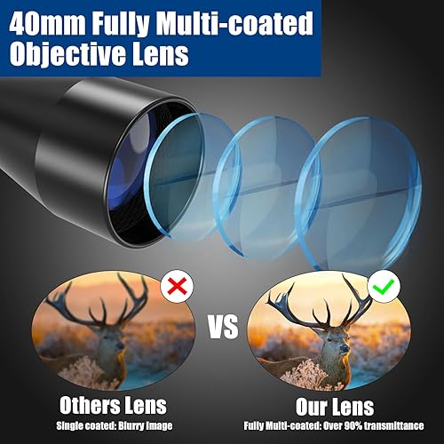 Miniatura 5 de UUQ Alcance de rifle de 3-9 × 40 con iluminación roja/verde y retícula de telémetro, se adapta a soportes libres de 0.787 in/0.433 in, impermeable