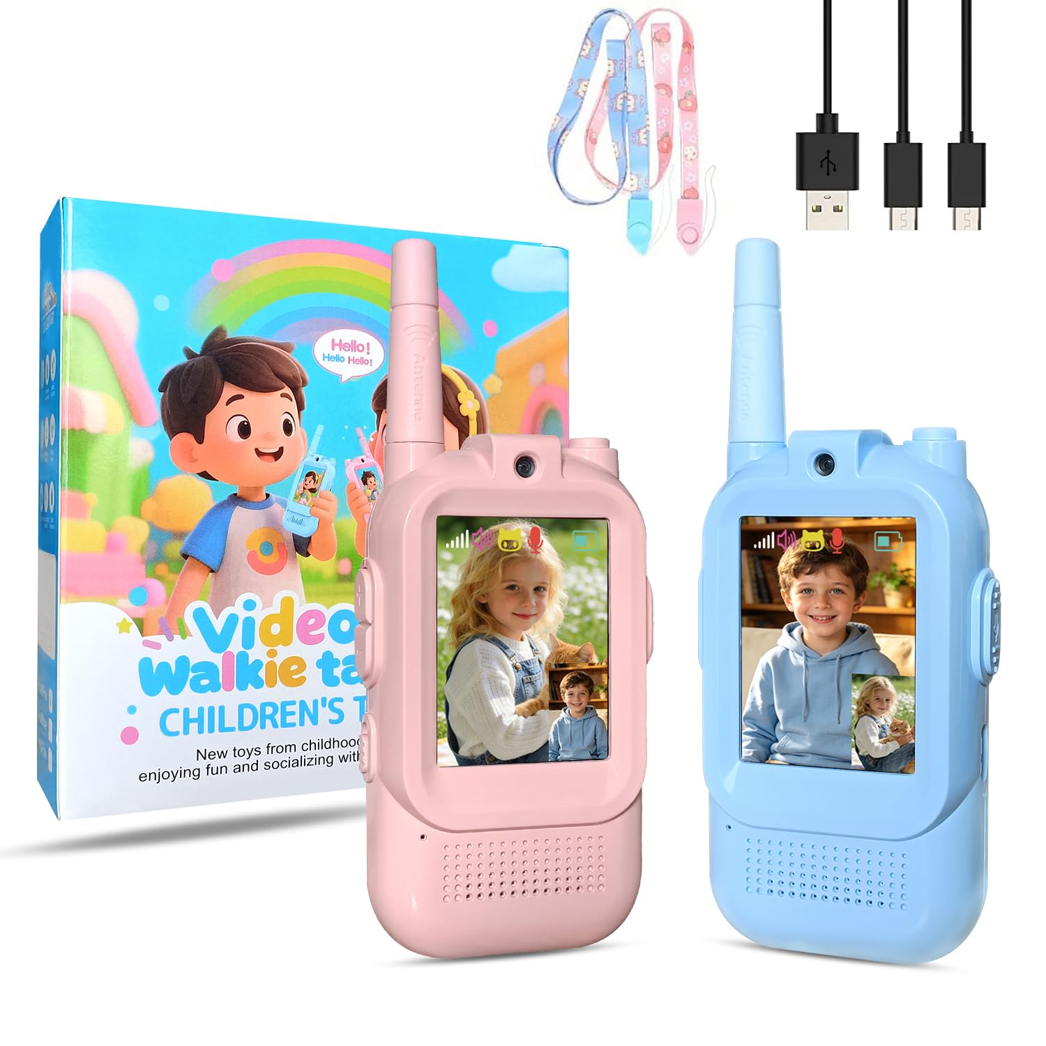 Talkie-walkie vidéo rechargeable pour enfants de 3 à 12 ans garçons filles