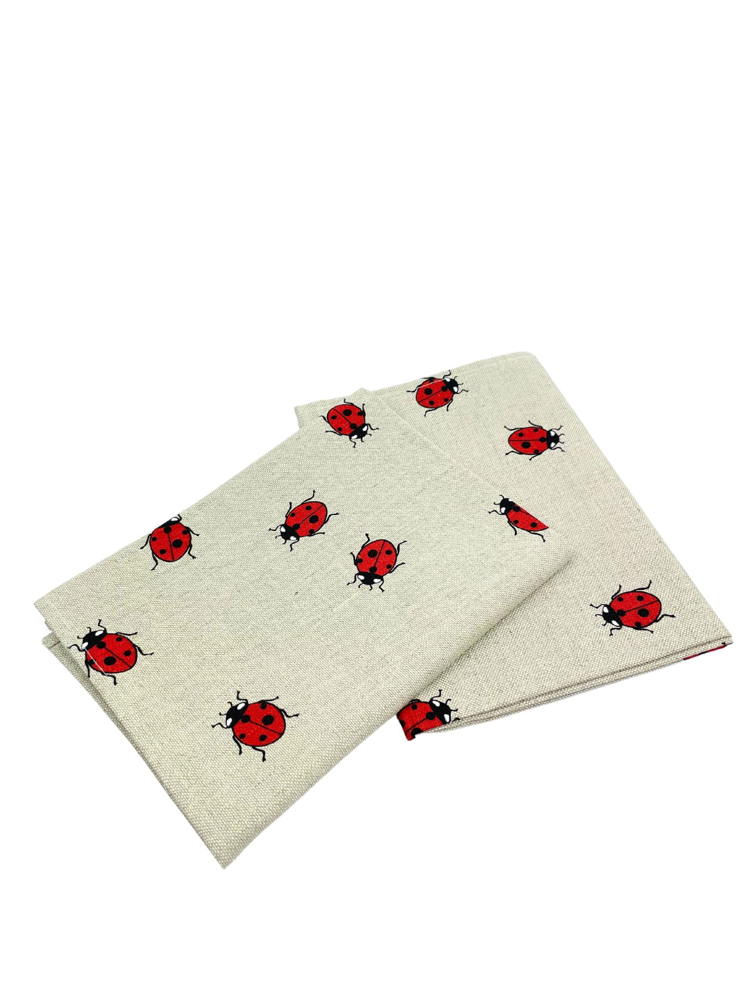 Confezione da 2 pezzi: Strofinacci da cucina di lusso in lino/cotone, asciugamani da cucina, 47 x 70 cm, misto lino, stonewashed jacquard o stampati (coccinelle)