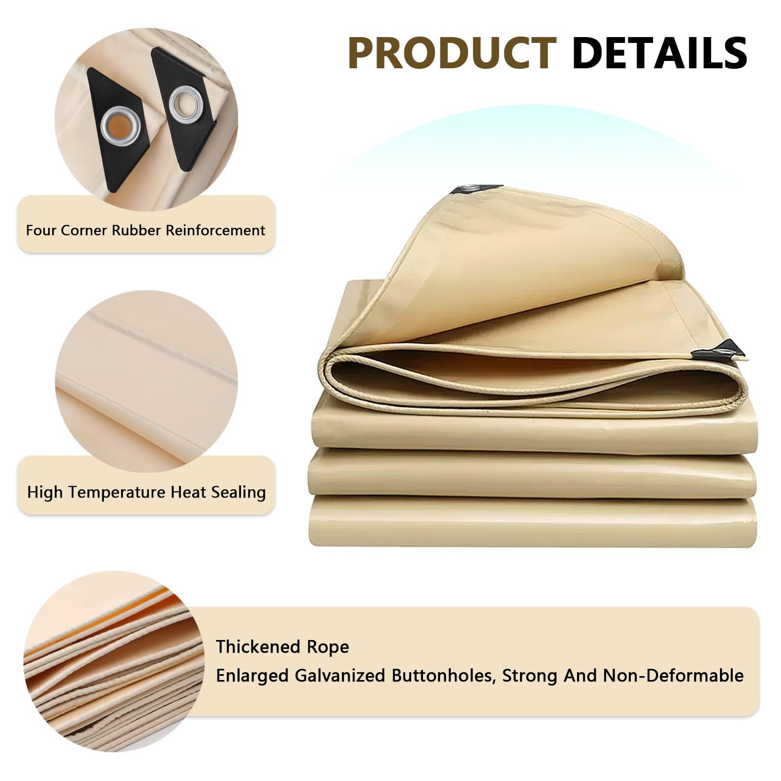 Telo di Tela Cerata Resistente Telo di Tela Impermeabile al 100%, Telo di Copertura Beige 2m x 2m Telo di Fondo 3m x 4m Tenda Pieghevole Antipioggia con Occhielli robusti (Size : 1.5x4m)