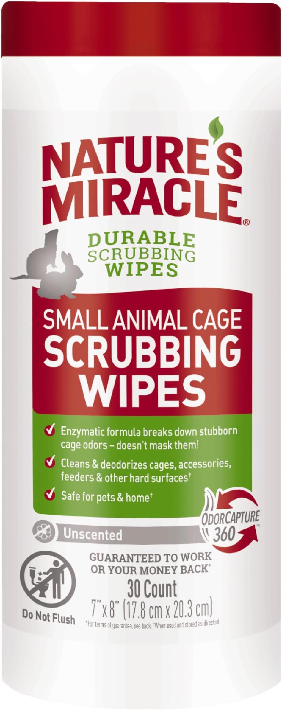 Natureโs Miracle Small Animal Cage Scrubbing Wipes 30Ct