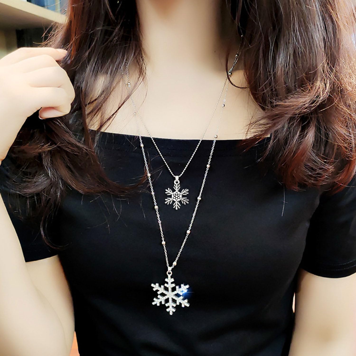 Honbay 84PCS Alloy Snowflake Charms Pendant Christmas Jewelry Findings for Earring Necklace Bracelet Keychain Crafts Making (16 Style) - Image 4