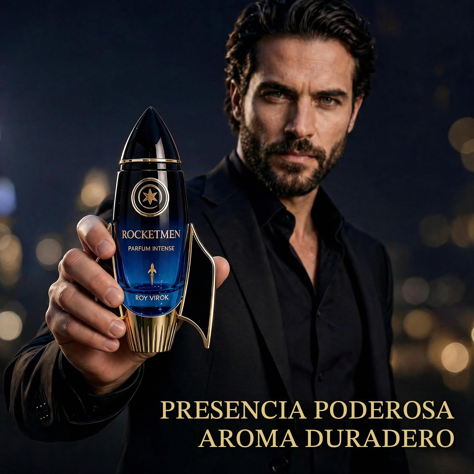 ROCKETMEN Parfum Intense 30% - Perfumes Hombre 100 ml, Larga Duración | Perfume para hombre de gran proyección y larga duración para dejar huella. Estela elegante y aroma especiado y amaderado.