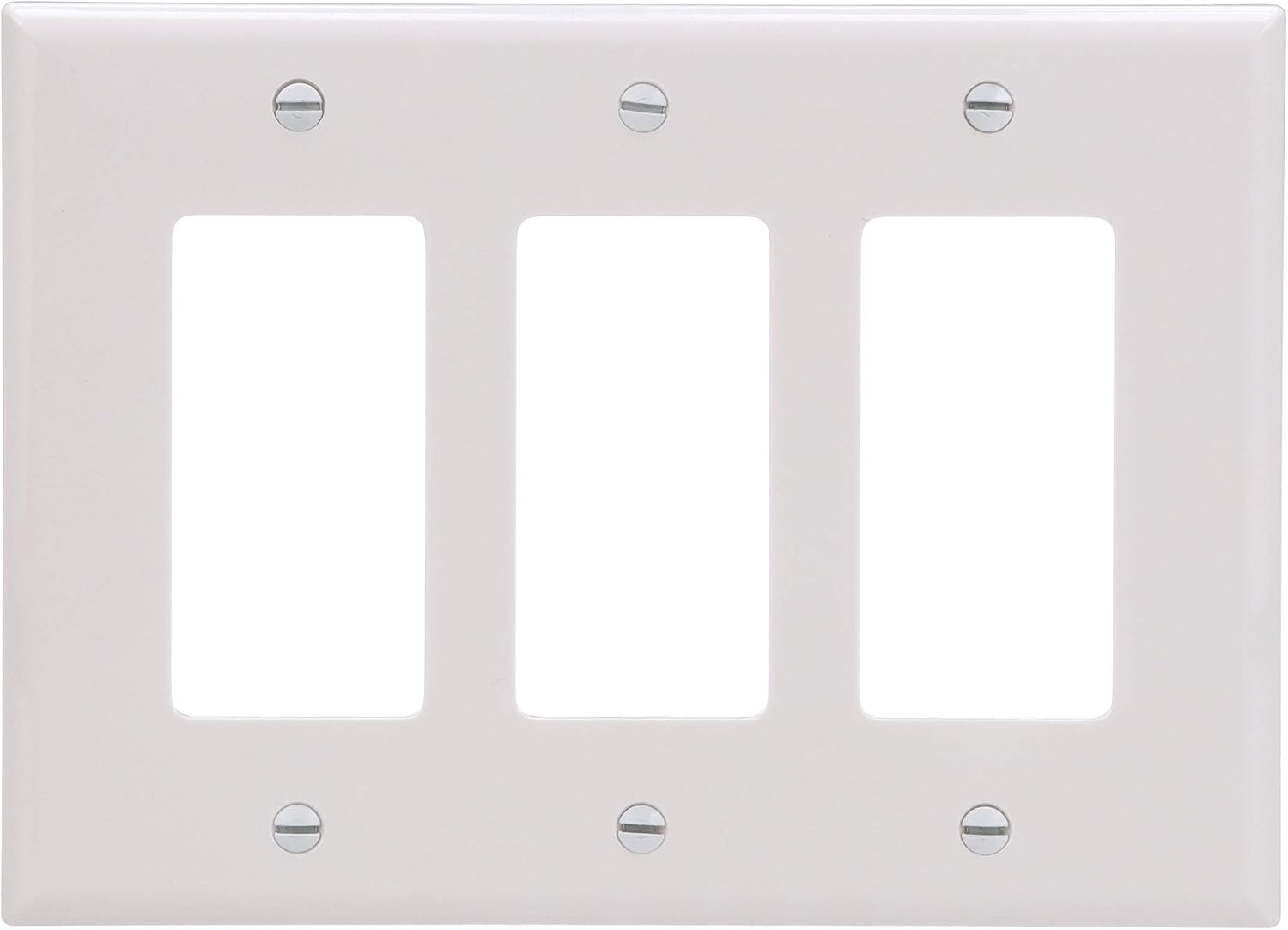 Eaton PJ263W Mid-Size Polycarbonate 3-Gang Decorator GFCI Wallplate, White