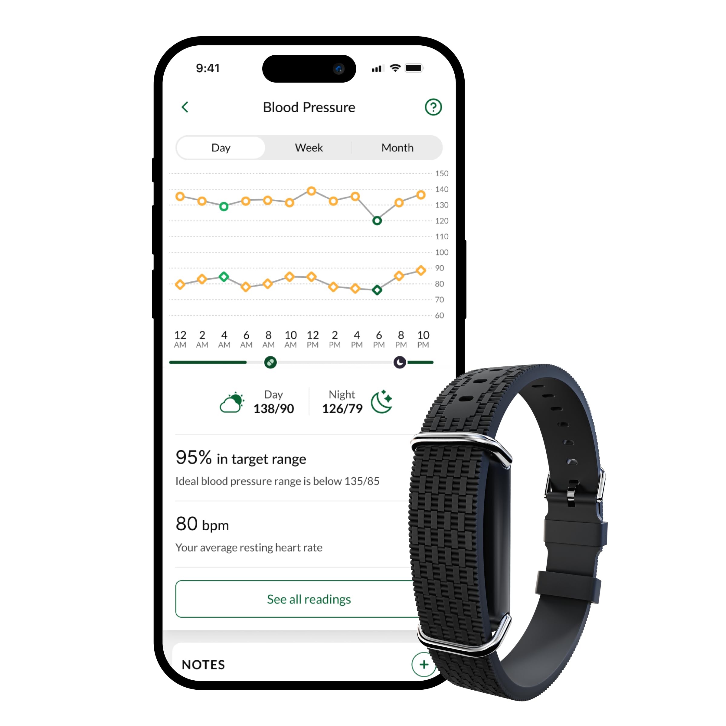 Hilo 24/7 Blood Pressure Monitor Bracelet | Clinically Validated IP68 Waterproof Medical Device, 25 Personalised App Insights & Doctor‑Ready Reports, 15-Day Battery, Incl. free 12-Month Membership