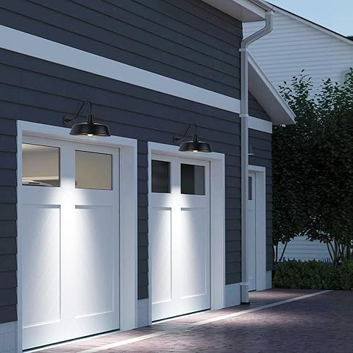 Miniatura 9 de METOJIA Lámpara de granero de cuello de cisne para exteriores, lámpara de pared de 12.7 pulgadas para granja, sensor de atardecer a amanecer, luces